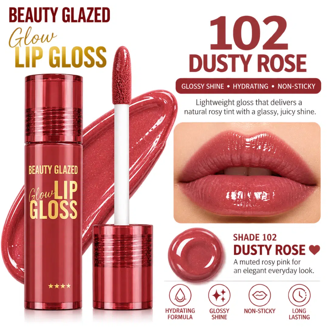 Beauty Glazed Glow Lip Gloss Dusty Rose 102 Beauty Glazed Glow Lip Gloss Dusty Rose 102 - Image 1